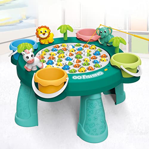 Pairez Toys Angel Spielzeug Set - Kinderspieltisch mit Drehplatte, 45 Fischen und 4 Angelruten - Pädagogische Geschenke für Jungen und Mädchen ab 3, 4, 5 und 6+ Jahren (Verbesserte Version) von Pairez Toys