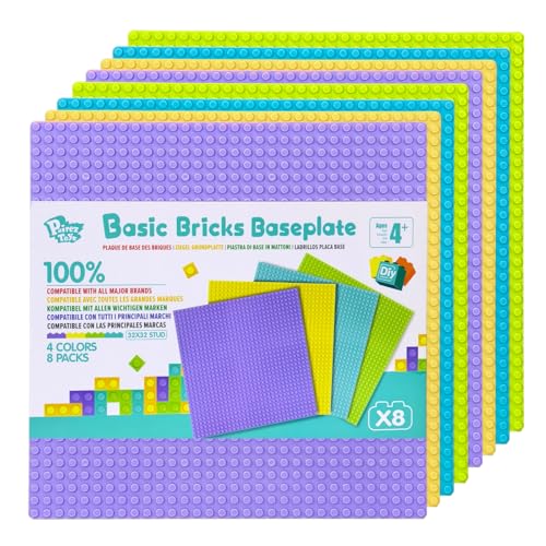 Pairez Toys Baustein-Grundplatten Multipack, 32x32 Noppen, 8er Pack in Pastellfarben, Basis für Baustein-Kreationen, 10x10 Zoll (25,5x25,5 cm) von Pairez Toys