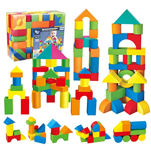 Pairez Toys Bausteine Schaumstoff, 138 Stück weiches Stapelbauklötze-Spielzeugset, frühes Lern-Konstruktionsspielzeug & Geschenke für Kinder, Jungen & Mädchen 18+ Monate, 2-3 Jahre von Pairez Toys