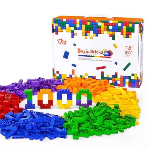 Pairez Toys Bausteine Set, 1000 Stück Kreative Kompatible Bausteine Set für Kinder in Regenbogenfarben von Pairez Toys