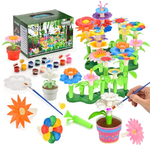 Pairez Toys Blumengarten-BAU- und Malset, DIY-Blumenstrauß-Bauset, Spielzeug zum Bauen und Bemalen von Pflanzen, Kunst- und Bastelsets für Jungen und Mädchen, Studenten ab 6 Jahren von Pairez Toys