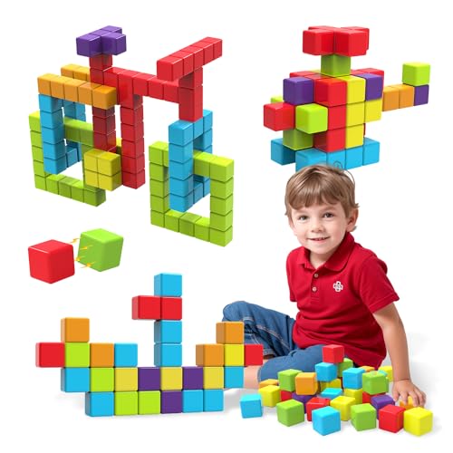 Pairez Toys Magnetische Bausteine, 1,65 Zoll große magnetische Stapelwürfel für Kleinkinder, sensorische & Montessori-Spielzeuge für Jungen & Mädchen von 1, 2, 3 Jahren (36 Stück) von Pairez Toys