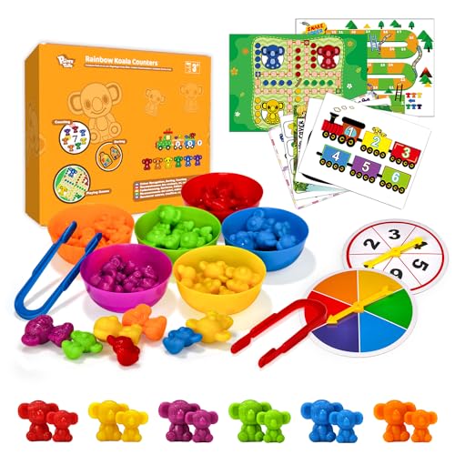 Pairez Toys Zählspielzeug für Kinder, Tier-Koala-Zähler mit Aktivitätskarten für das Spiel Schlangen und Leitern, Ludo-Brettspiele, mathematische Lernmanipulatoren. von Pairez Toys