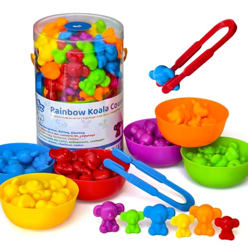 Pairez Toys Zählspielzeug für Kleinkinder, Regenbogen-Koala-Zähler mit Sortierschalen, Farbsortierung, Zählen und mathematische Manipulatoren von Pairez Toys