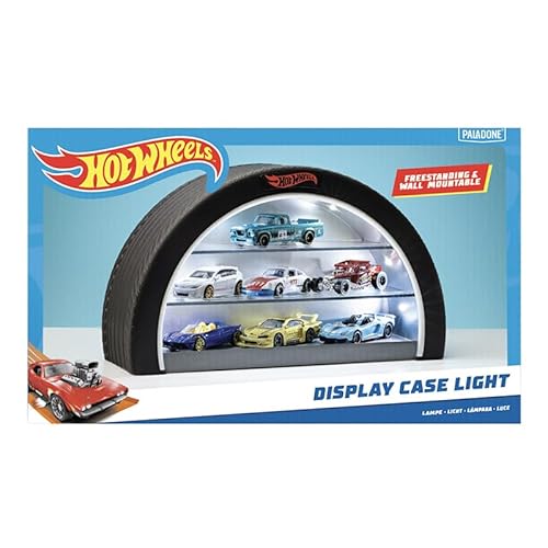 Hot Wheels Vitrine Light – Offiziell Lizenziertes Mattel Merchandise, beleuchteter Koffer für 8 Autos, Radförmige Wand Moutable oder freistehend, Geschenk für Sammler von Paladone