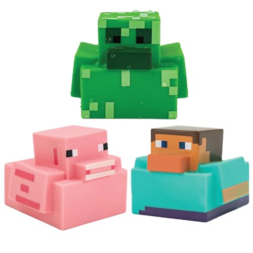 Minecraft Gummienten - Offiziell lizenziert, Minecraft Badewannenenten, mit Creeper, Schwein & Steve Badewannenspielzeug, lustige Jeep-Enten, Neuheitsgeschenk für Gamer von Paladone