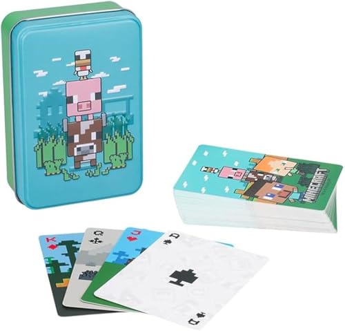 Minecraft Paladone Offiziell lizenzierte Tierspielkarten Dose, Standard Kartenspiel Deck für Jungen und Mädchen, Gamer Geschenkset und Merchandise von Paladone