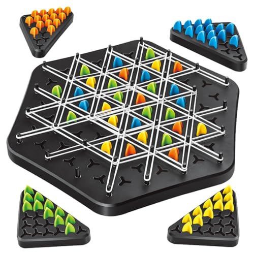 Triggle-Spiel, Triggle-Gummiband-Spiel, Lustiges Dreieck-Steckspiele Mit 4 Farbigen Spielsteinen Und Weißem Gummiband Für Kinder-Denksport-Partyspiel von Palaufr