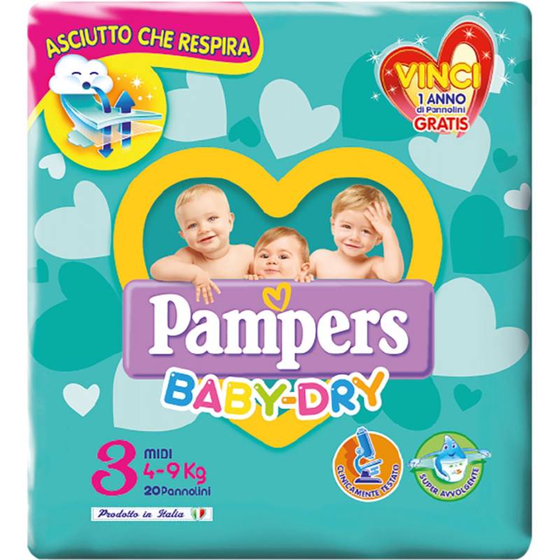 20 Windeln Bambino Größe 3 Pampers Baby Dry Windeln Midi, 20 Stück von Pampers