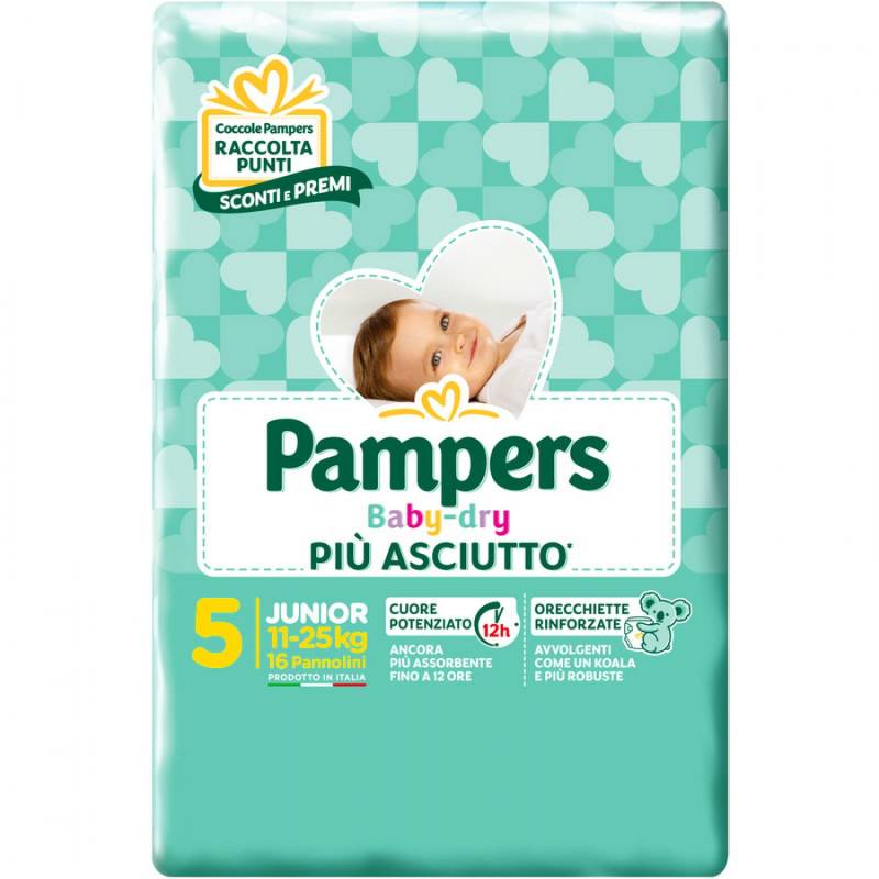 8 x Verwöhnt Babysitting Dry Downcount Junior Größe 5 11-25 kg 17 Stück von Pampers