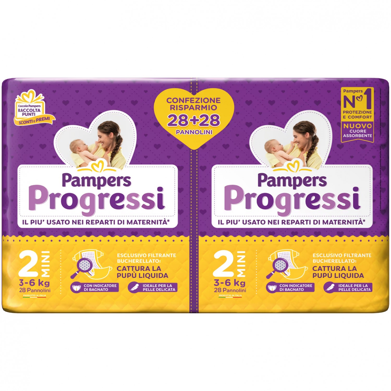 Bipack Pannolini Pampers Progressi 3-6 Kg Misura 2 MINI da 28+28 pz (56pz) von Pampers