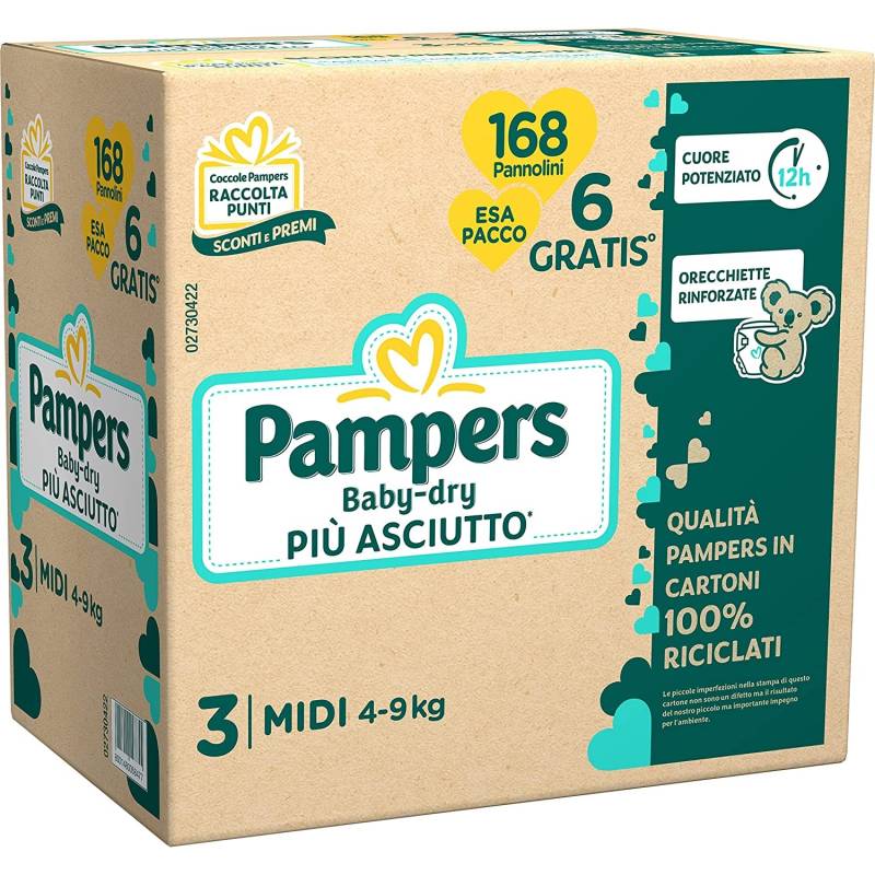 Esapack Pannolini Pampers Baby Dry Midi 4-9 Kg Misura 3 (168pz) von Pampers