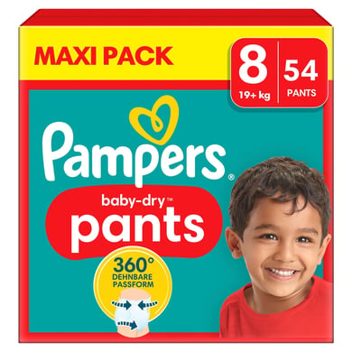 Pampers Baby-Dry Pants, Gr. 8 Extra Large, 19kg+, Maxi Pack (1 x 54 Pants) von Pampers