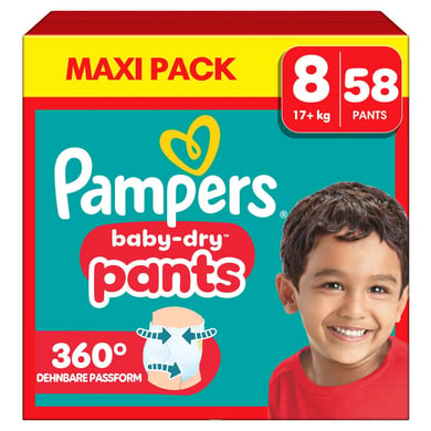 Pampers Baby-Dry Pants, Gr.8 Extra Large 17+kg, Maxi Pack (1 x 58 Pants) von Pampers