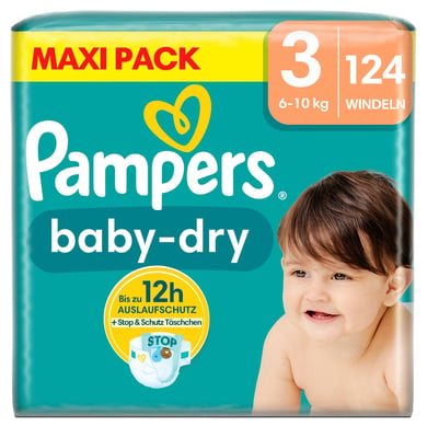 Pampers Baby-Dry Windeln, Gr. 3, 6-10 kg, Maxi Pack (1 x 124 Windeln) von Pampers