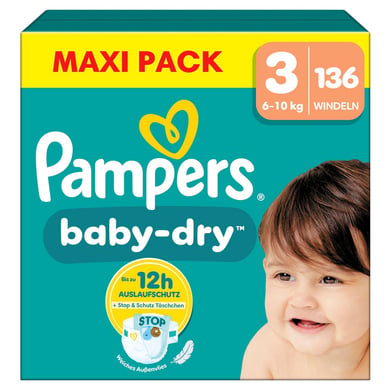 Pampers Baby-Dry Windeln, Gr. 3, 6-10 kg, Maxi Pack (1 x 136 Windeln) von Pampers