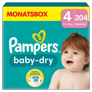 Pampers Baby-Dry Windeln, Gr. 4, 9-14 kg, Monatsbox (1 x 204 Windeln) von Pampers