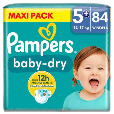 Pampers Baby-Dry Windeln, Gr. 5+, 12-17 kg, Maxi Pack (1 x 84 Windeln) von Pampers