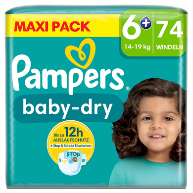 Pampers Baby-Dry Windeln, Gr. 6+, 14-19 kg, Maxi Pack (1 x 74 Windeln) von Pampers