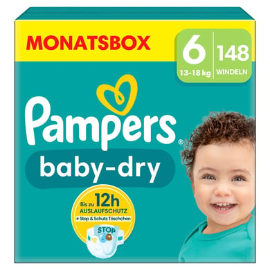 Pampers Baby-Dry Windeln, Gr. 6, 13-18 kg, Monatsbox (1 x 148 Windeln) von Pampers