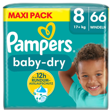 Pampers Baby-Dry Windeln, Gr. 8, 17+kg, Maxi Pack (1 x 66 Windeln) von Pampers