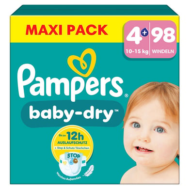 Pampers Baby-Dry Windeln, Gr.4+ Maxi Plus 10-15kg, Maxi Pack (1 x 98 Windeln) von Pampers