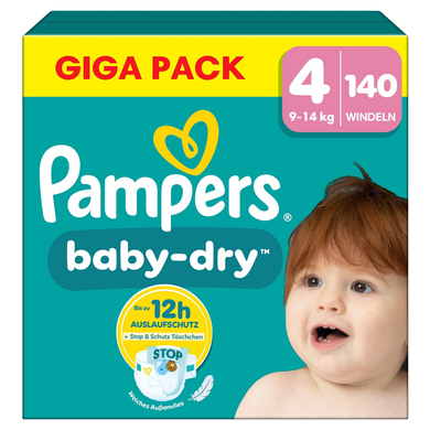 Pampers Baby-Dry Windeln, Gr.4 Maxi 9-14kg, Gigapack (1 x 140 Windeln) von Pampers