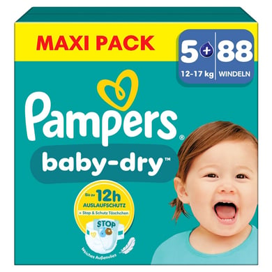 Pampers Baby-Dry Windeln, Gr.5+ Junior Plus 12-17kg, Maxi Pack (1 x 88 Windeln) von Pampers