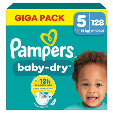 Pampers Baby-Dry Windeln, Gr.5 Junior 11-16kg, Gigapack (1 x 128 Windeln) von Pampers