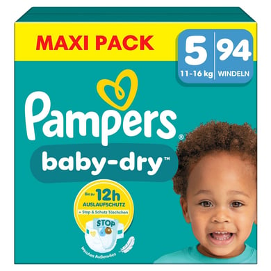 Pampers Baby-Dry Windeln, Gr.5 Junior 11-16kg, Maxi Pack (1 x 94 Windeln) von Pampers