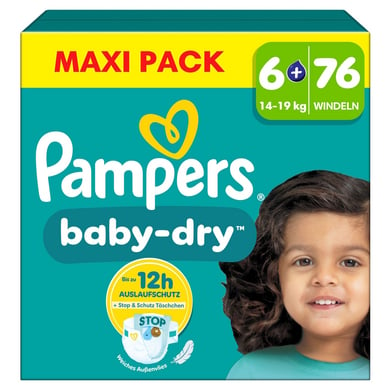 Pampers Baby-Dry Windeln, Gr.6+ Extra Large 14-19kg, Maxi Pack (1 x 76 Windeln) von Pampers