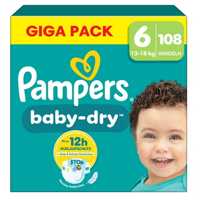 Pampers Baby-Dry Windeln, Gr.6 Extra Large 13-18kg, Gigapack (1 x 108 Windeln) von Pampers