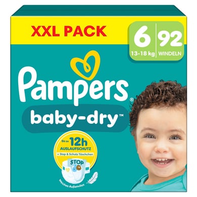 Pampers Baby-Dry Windeln, Gr.6 Extra Large 13-18kg, XXL Pack (1 x 92 Windeln) von Pampers