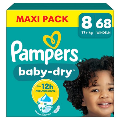 Pampers Baby-Dry Windeln, Gr.8 Extra Large 17+kg, Maxi Pack (1 x 68 Windeln) von Pampers