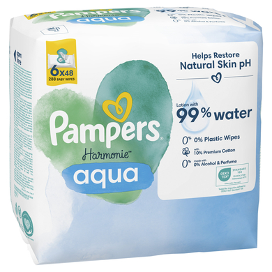 Pampers Feuchttücher Harmonie Aqua, 288 Tücher (6 x 48 Stk) von Pampers