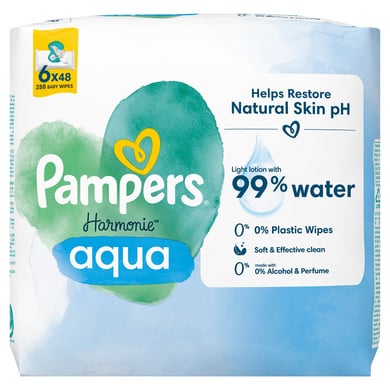 Pampers Feuchttücher Harmonie Aqua, 288 Tücher (6 x 48 Stk) von Pampers