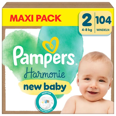 Pampers Windeln Harmonie Gr. 2 Mini, 4kg - 8kg, Maxi Pack (1x104 Windeln) von Pampers