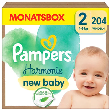 Pampers Windeln Harmonie Gr. 2 Mini, 4kg - 8kg, Monatsbox (1x204 Windeln) von Pampers