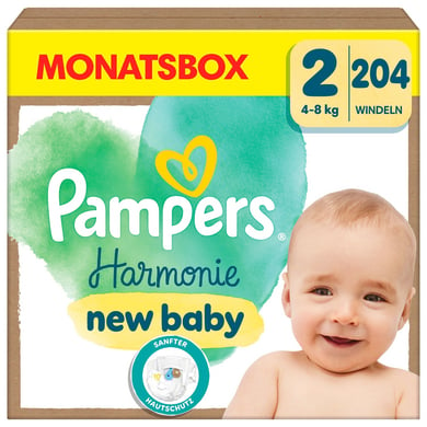 Pampers Windeln Harmonie Gr. 2 Mini, 4kg - 8kg, Monatsbox (1x204 Windeln) von Pampers