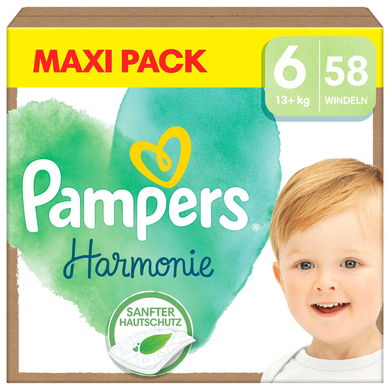 Pampers Windeln Harmonie Gr. 6 Junior, 13+ kg, Maxi Pack (1x 58 Windeln) von Pampers