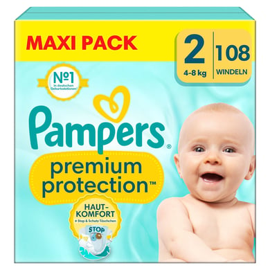 Pampers Windeln Premium Protection, Gr. 2 Mini 4-8kg, Maxi Pack (1x 108 Windeln) von Pampers