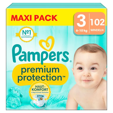 Pampers Windeln Premium Protection, Gr. 3 Midi 6-10kg, Maxi Pack (1x 102 Windeln) von Pampers