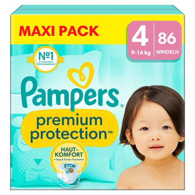 Pampers Windeln Premium Protection, Gr. 4 Maxi 9-14kg, Maxi Pack (1x 86 Windeln) von Pampers