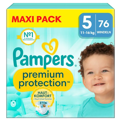 Pampers Windeln Premium Protection, Gr. 5 Junior 11-16kg, Maxi Pack (1x 76 Windeln) von Pampers