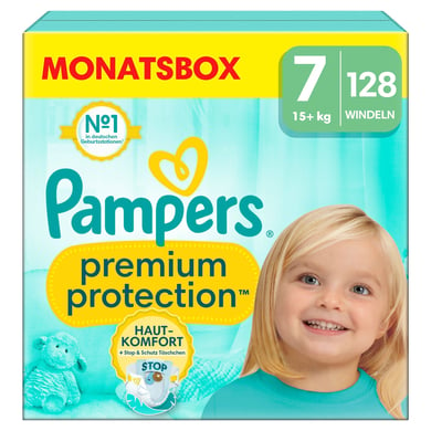 Pampers Windeln Premium Protection, Gr. 7 Extra Large, 15kg+, Monatsbox (1x 128 Windeln) von Pampers