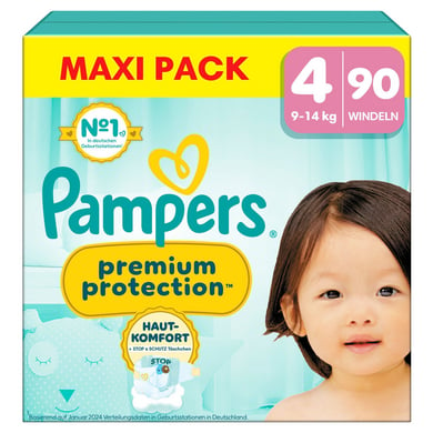 Pampers Windeln Premium Protection, Gr.4 Maxi 9-14kg, Maxi Pack (1x 90 Windeln) von Pampers