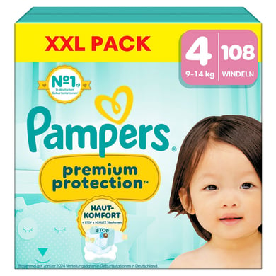 Pampers Windeln Premium Protection, Gr.4 Maxi 9-14kg, XXL Pack (1x 108 Windeln) von Pampers