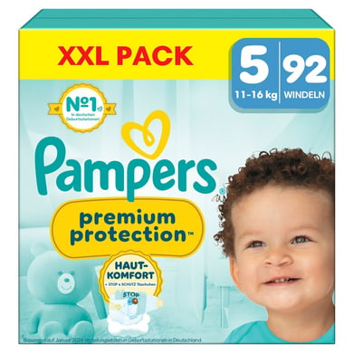 Pampers Windeln Premium Protection, Gr.5 Junior 11-16kg, XXL Pack (1x 92 Windeln) von Pampers