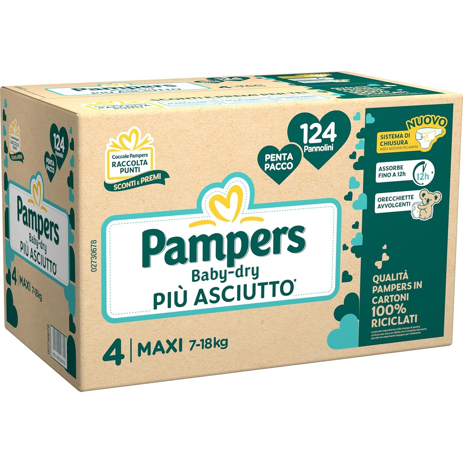 Pannolini Pampers Penta Baby Dry Maxi, Taglia 4, 7-18 Kg Pacco scorta da 124 Pannolini von Pampers