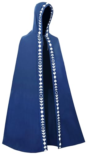 Panegy Renaissance Kapuzenumhang für Kinder Teufelsmantel Gothic Cosplay Robe Unisex Halloween Weihnachtskostüm mit Kapuze Hexe Vampire Fancy Dress Blau 6-7 Jahre von Panegy